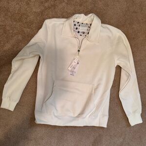 Denim & Flower Off-White Zip-Up Sweater